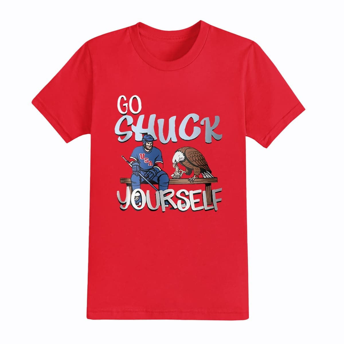 Go Shuck Yourself USA Hockey Eagle T-Shirt Funny Patriotic Fan Gear Best Gift For Ice Hockey Fans
