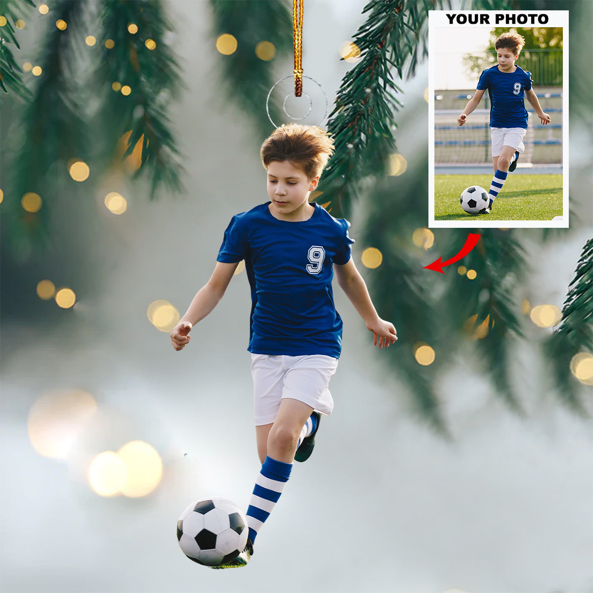 Goal Glow Personalized Photo Mica Ornament Christmas Gift For Sports Lovers