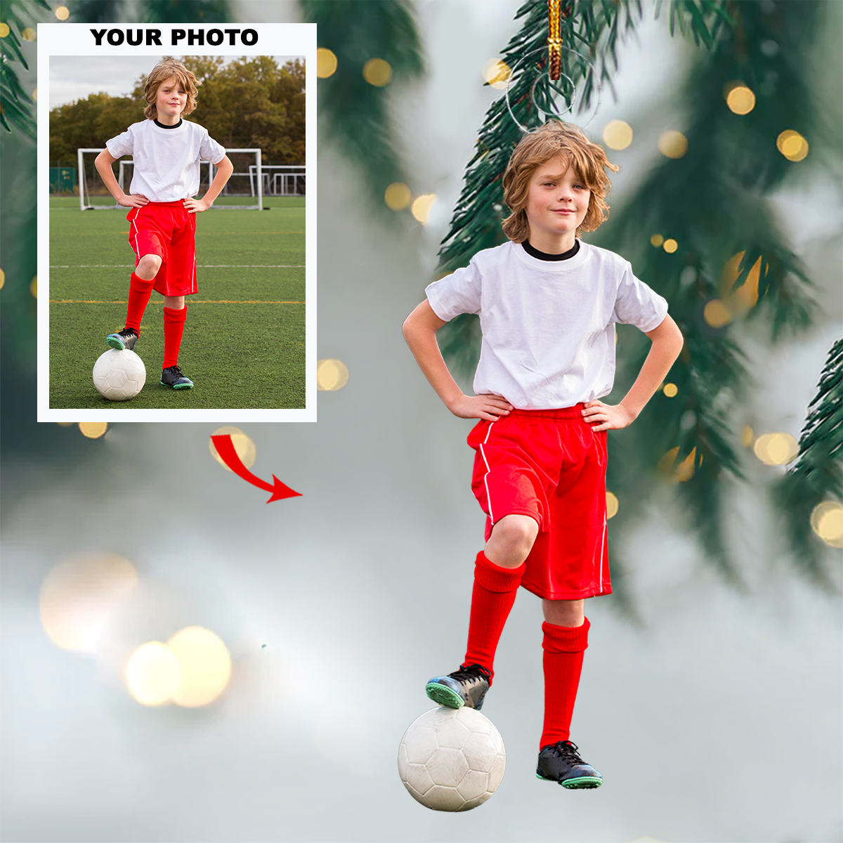 Goal Star Personalized Photo Mica Ornament Christmas Gift For Sport Lover