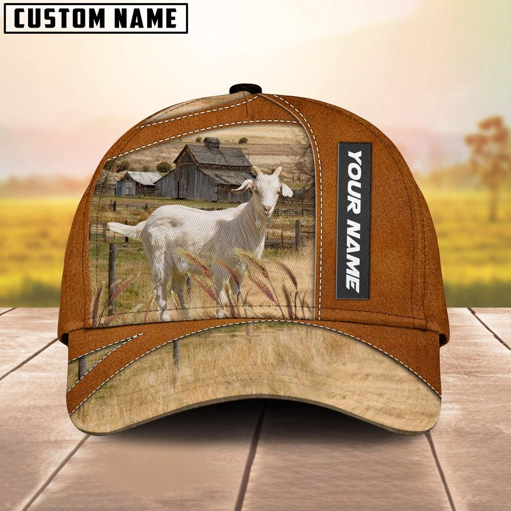 Goat Customized Name Brown Cap Farm Cap Farmer Baseball Cap Gift For Farmer