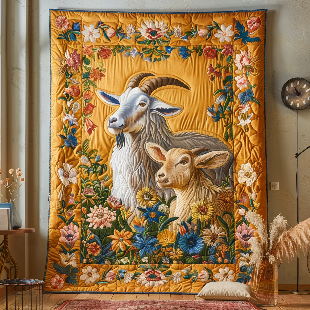 Goat Duo Quilted Blanket Gifts For Goat Lovers