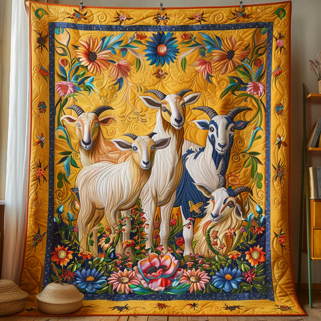 Goat Family Quilted Blanket Gifts For Goat Lovers