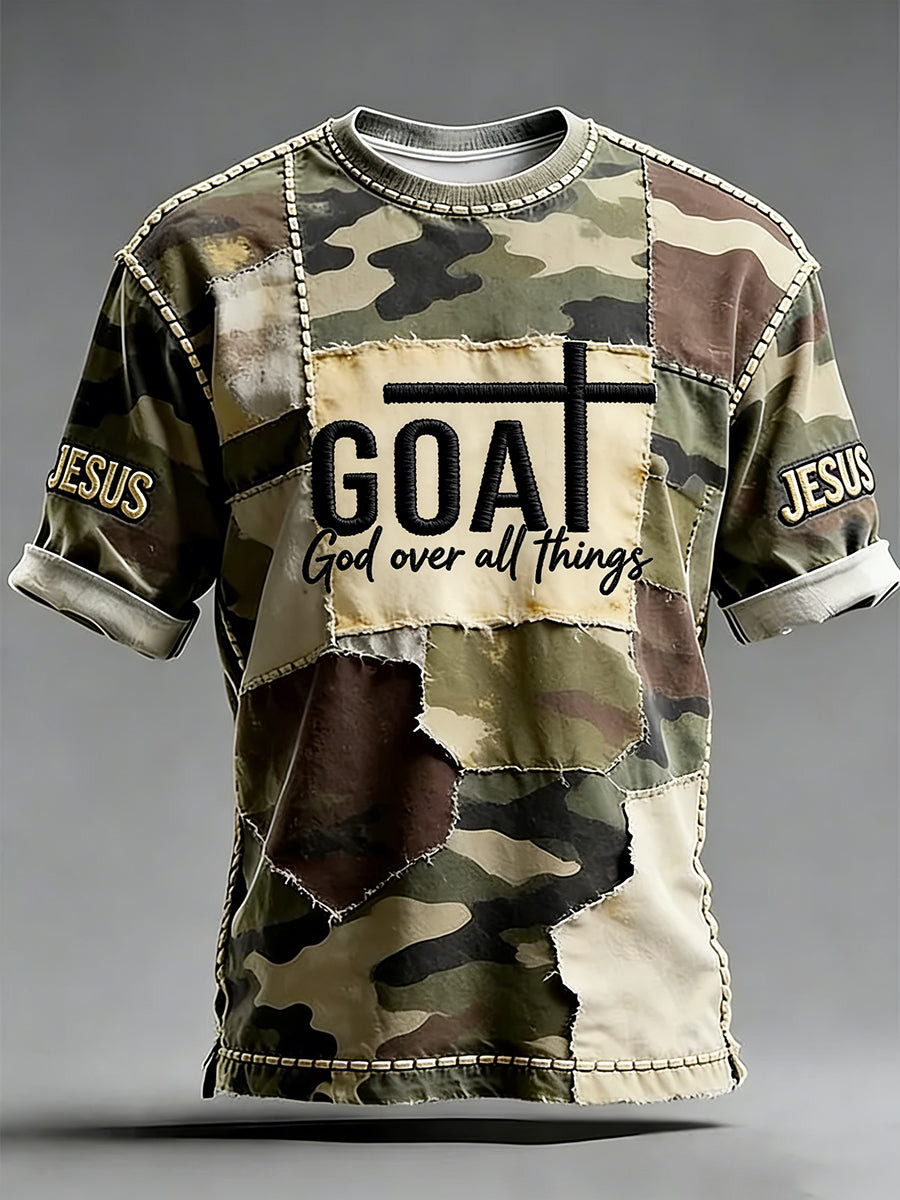 GOAT God Over All Things Camo Christian T-Shirt Faith Inspired Clothing Gift For Husband