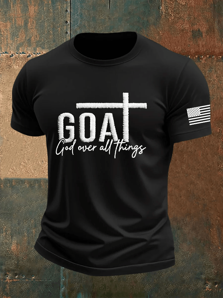 Goat God Over All Things Cross Christian T-Shirt Best Outfits Gift For Jesus Lovers