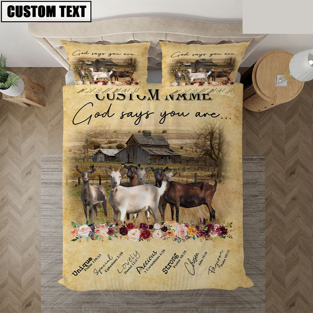 Goat God Says You Are Custom Name Bedding Set  Farm Bedding Set Anniversary Gifts