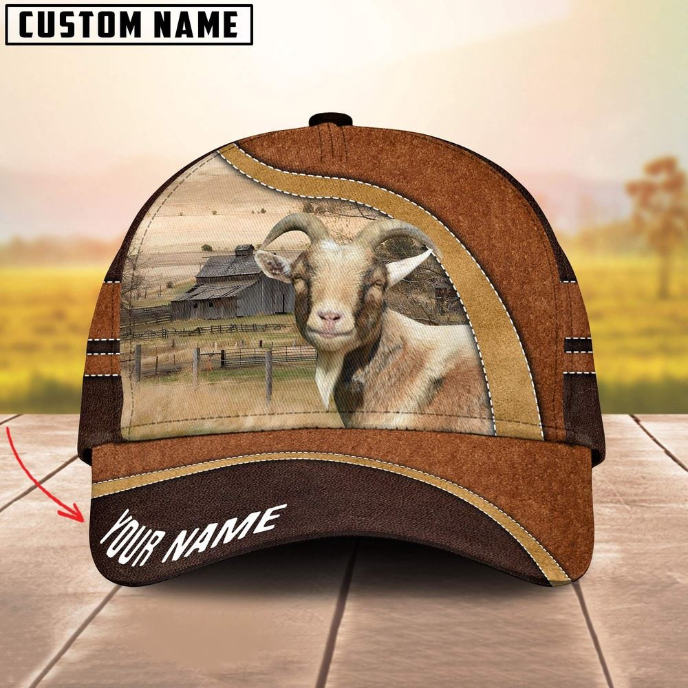 Goat Happy Face Customized Name Cap Farm Cap Farmer Baseball Cap Gift For Farmer