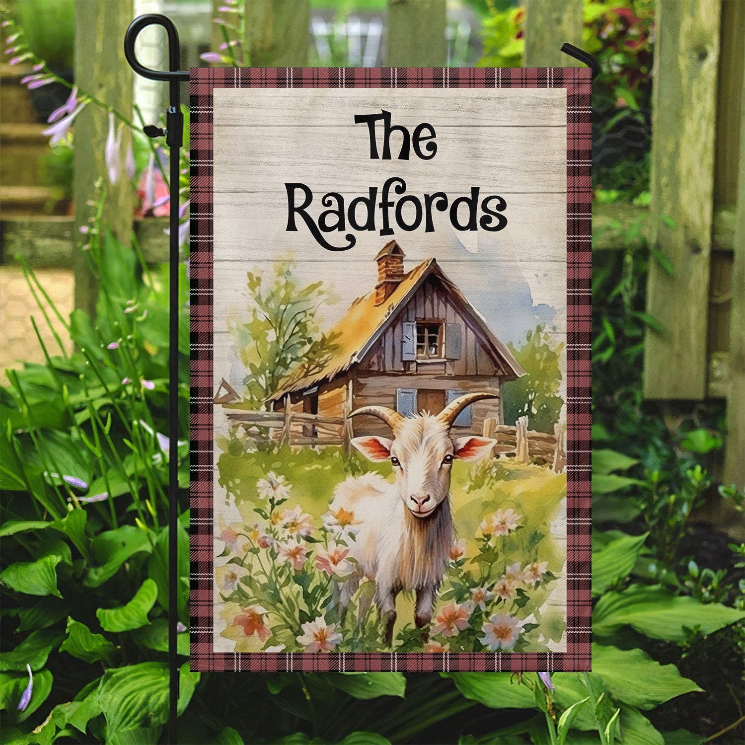 Goat On Flower Field Flag The Cattle Themed Home Decorations Gift For Goat Lovers