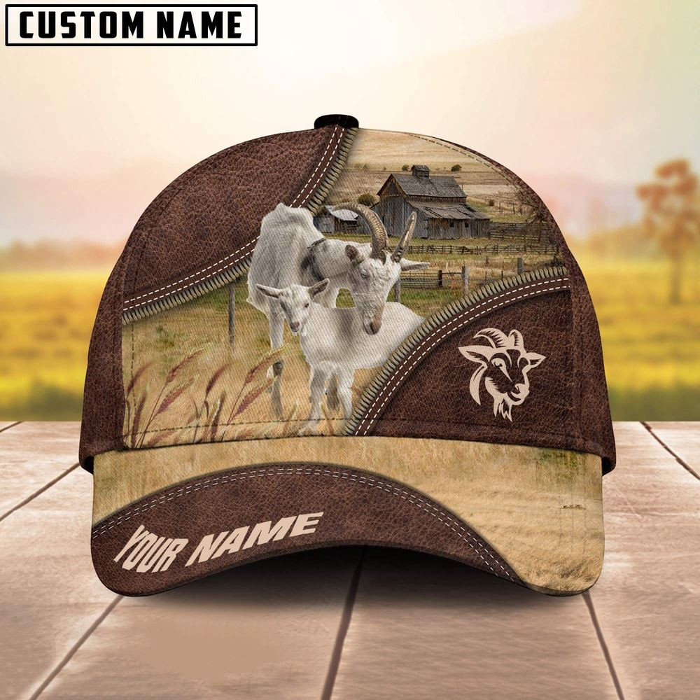 Goat On The Farm Customized Name 3D Brown Cap Farm Cap Farmer Baseball Cap Gift For Farmer