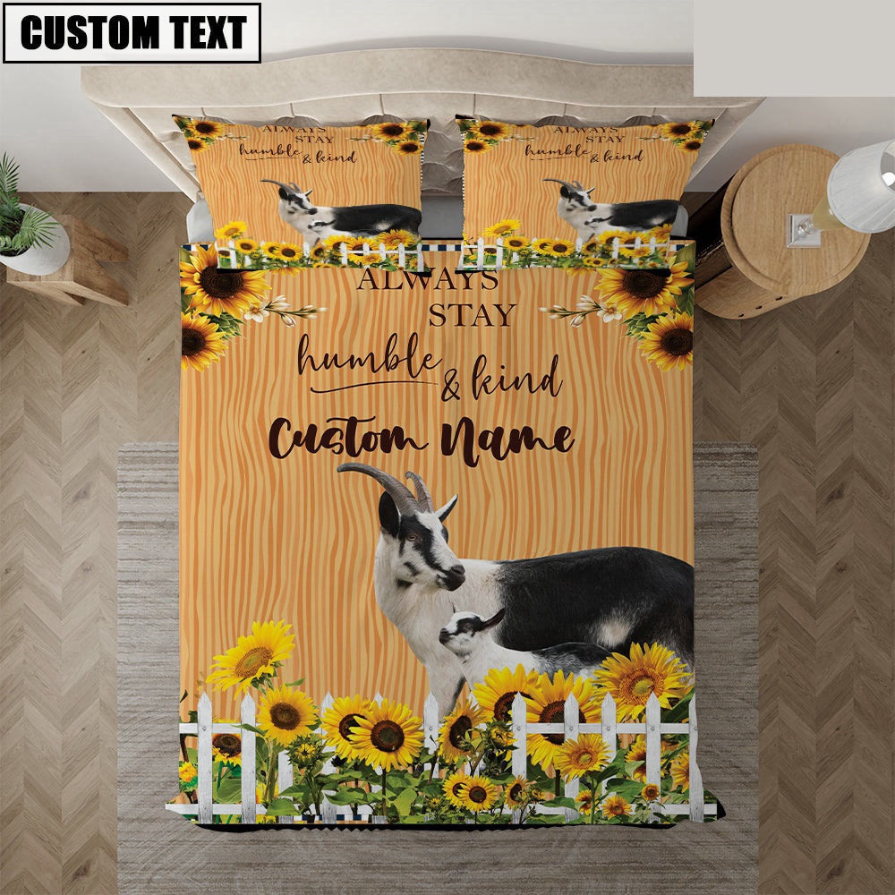 Goat Stay Humble And Kind Custom Name Bedding Set  Farm Bedding Set Anniversary Gifts