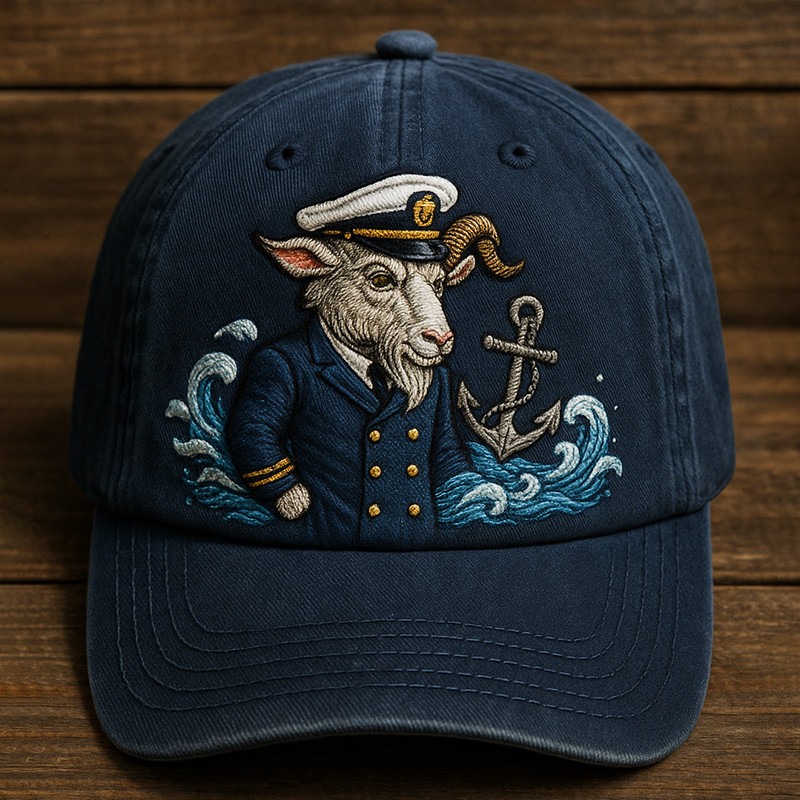 Goat US Navy Veteran Hat Navy Anchor Pattern Veteran Baseball Cap Unique Military Presents