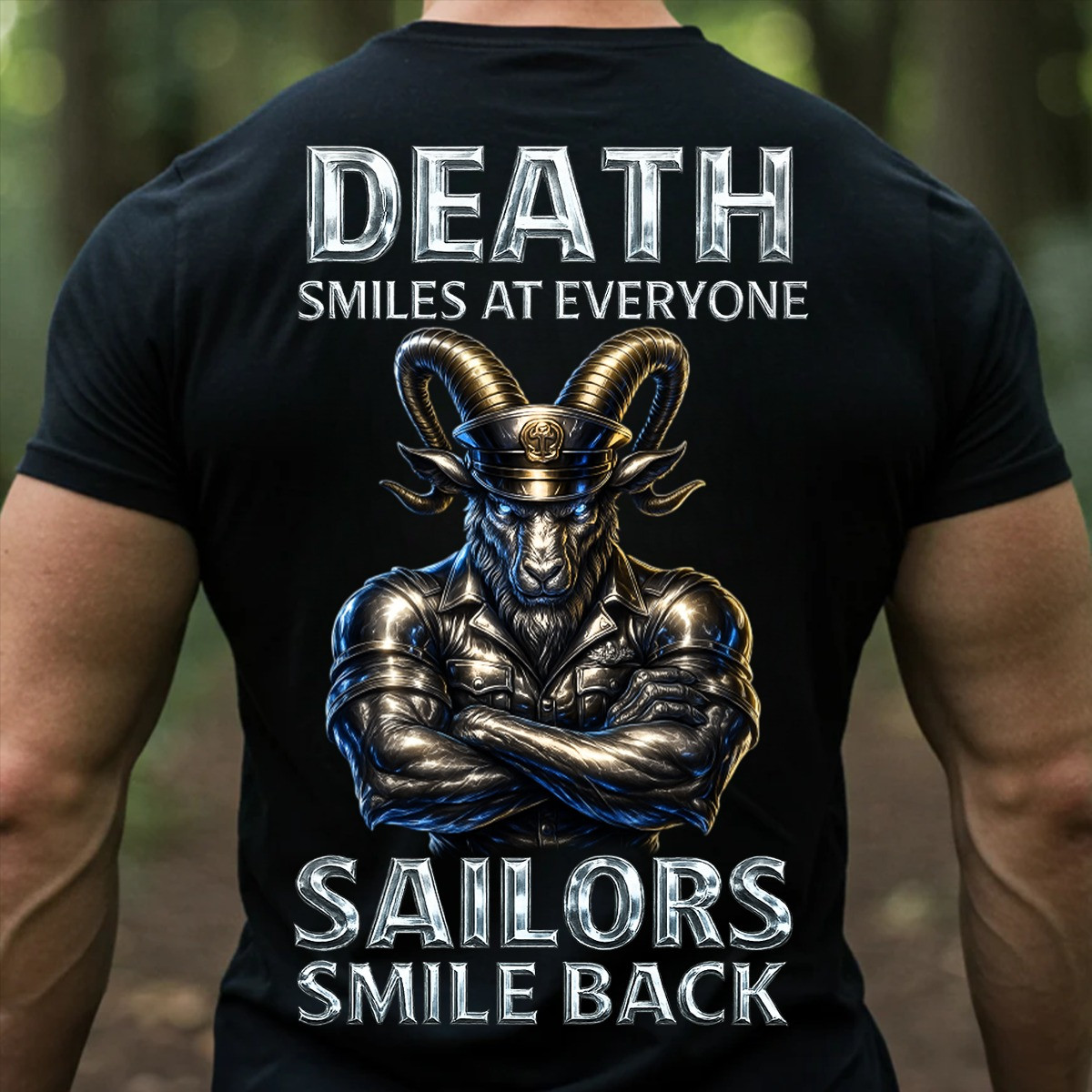 Goat USN Veteran T-Shirt Death Smiles At Everyone Sailors Smile Back Military Tee Present