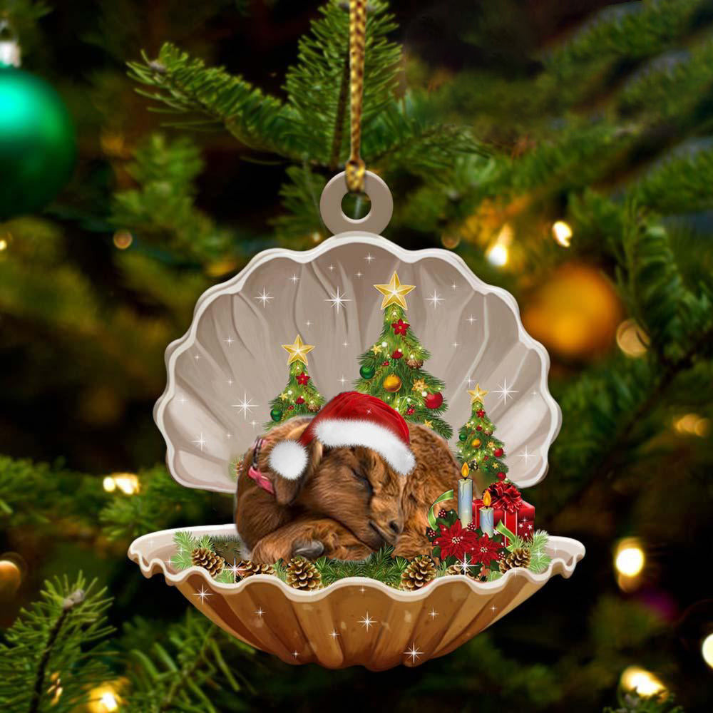 Goat3 Sleeping in Pearl Dog Christmas Ornament Flat Acrylic