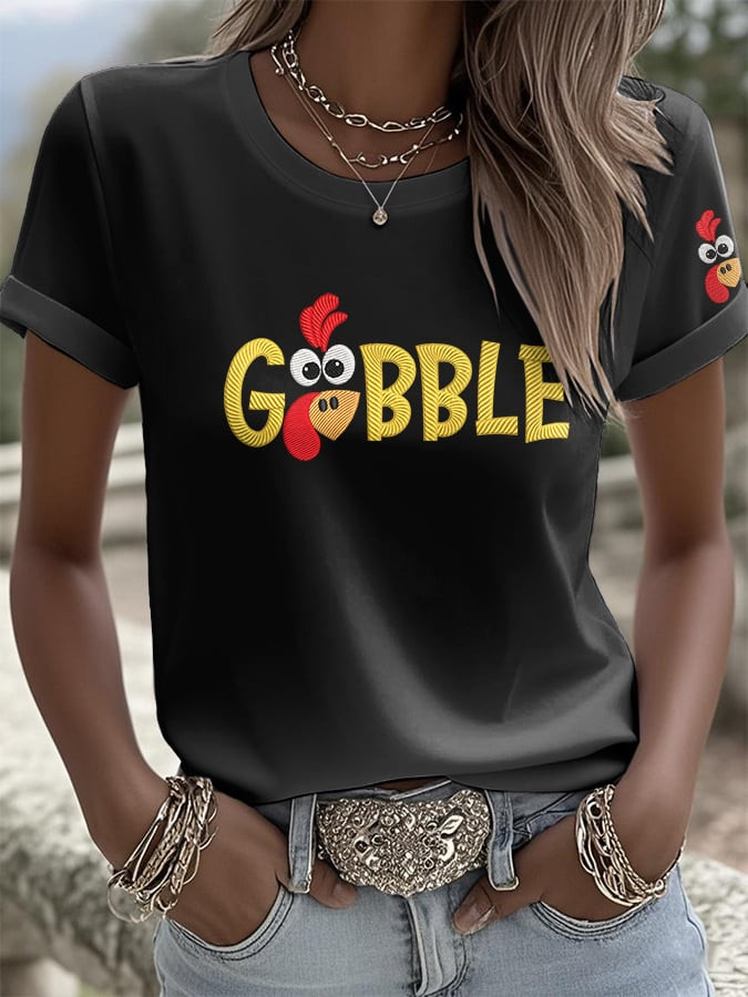 Gobble Turkey Black T-Shirt Happy Thanksgiving Apparel Best Thanksgiving Ideas