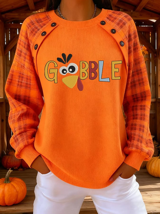 Gobble Turkey Sweatshirt Funny Turkey Cartoon Apparel Thanksgiving Ideal Gifts