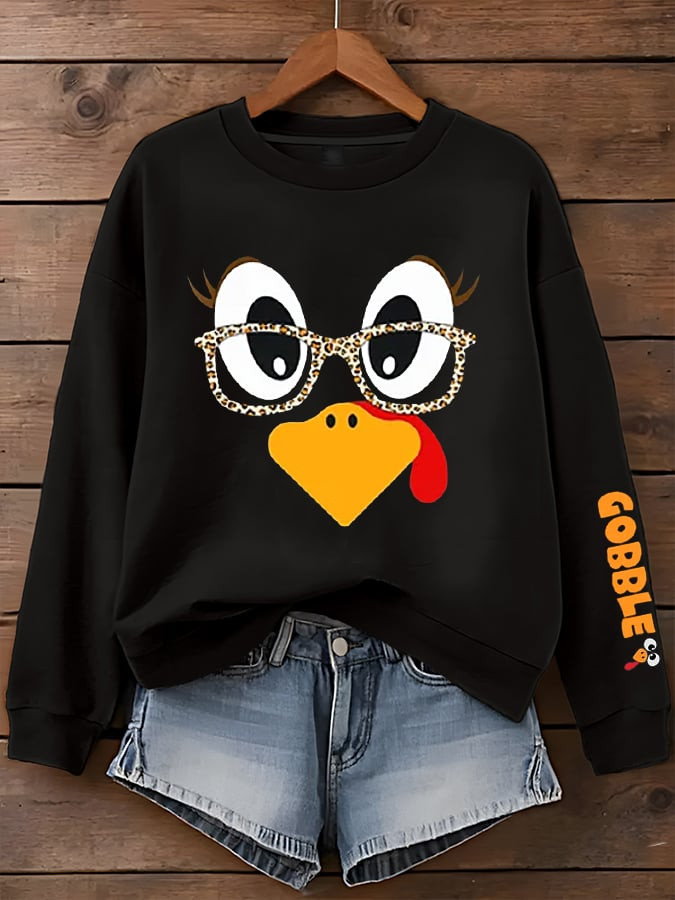 Gobble Turkey Sweatshirt Thanksgiving Merch Best Presents For Autumn Lovers