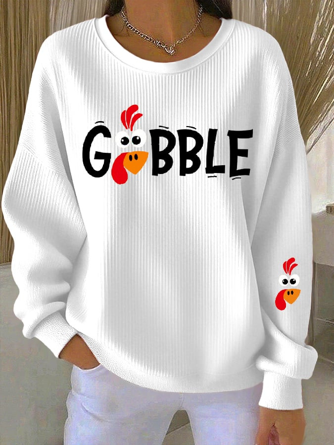 Gobble Turkey Sweatshirt Turkey Day Apparel Gratitude Presents For Friends