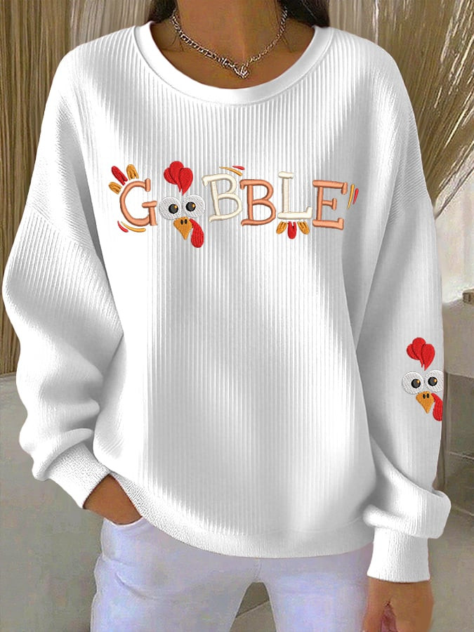 Gobble Turkey Thanksgiving Sweatshirt Cute Turkey Thanksgiving Apparel Cool Gift Ideas