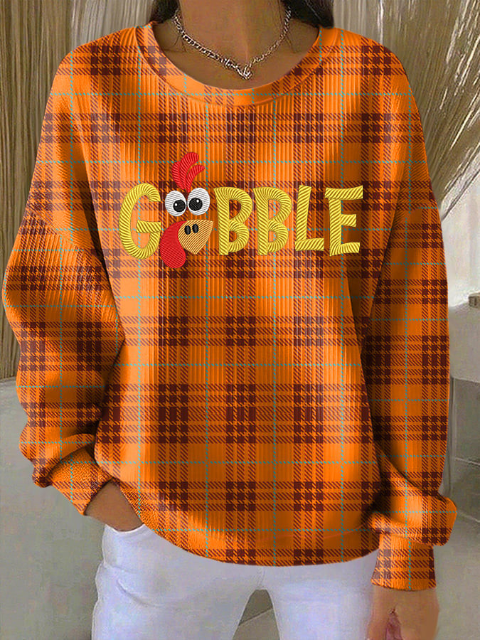 Gobble Turkey Thanksgiving Sweatshirt Funny Turkey Cartoon Merch Perfect Gift Ideas