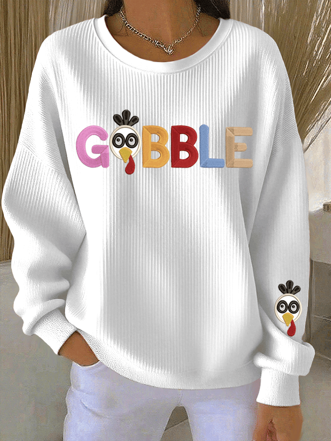 Gobble Turkey Thanksgiving Sweatshirt Funny Turkey Clothing Great Thanksgiving Gifts