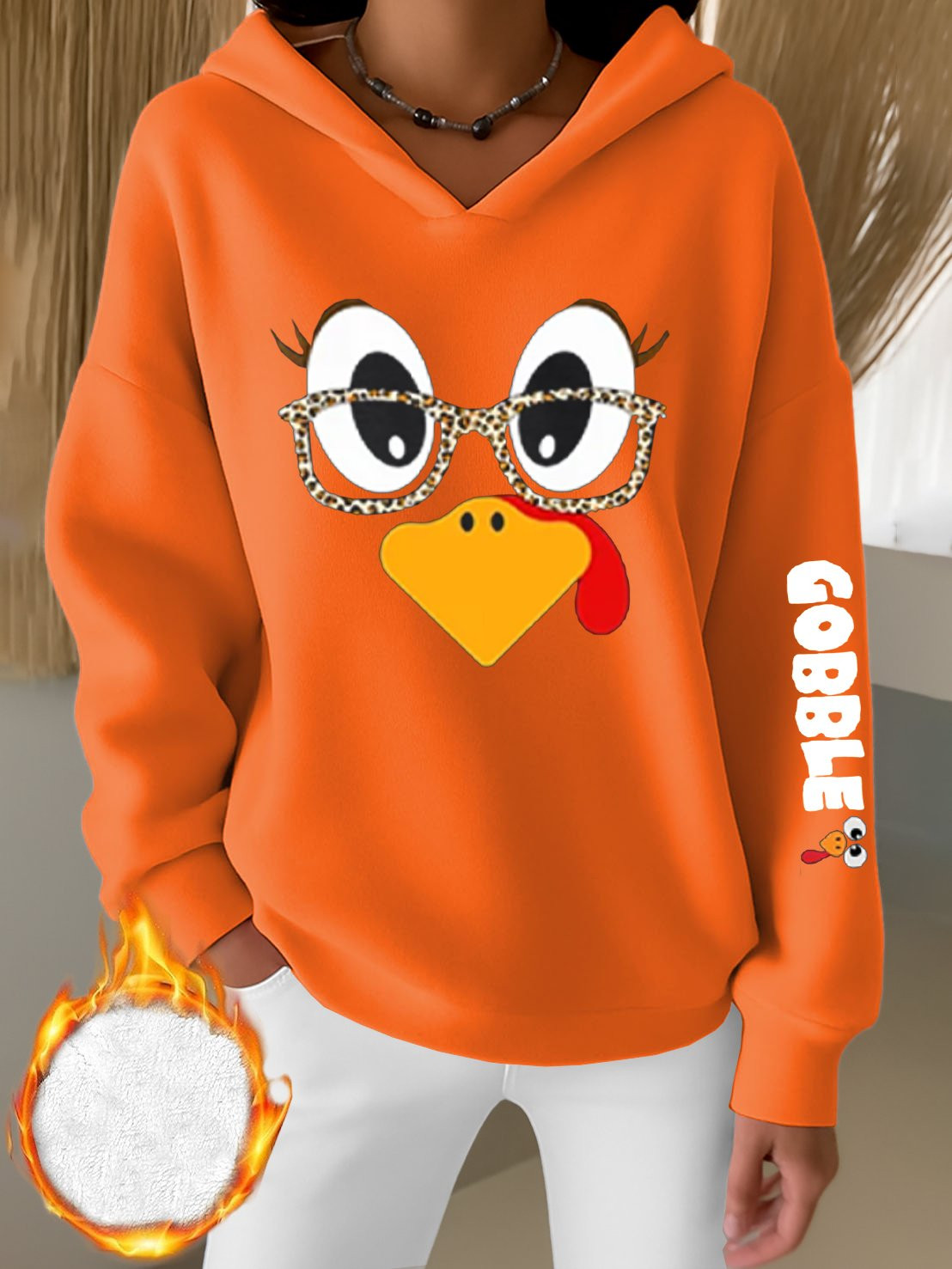 Gobble Turkey Wears Glass Hoodie Thanksgiving Merch Presents For Autumn Lovers