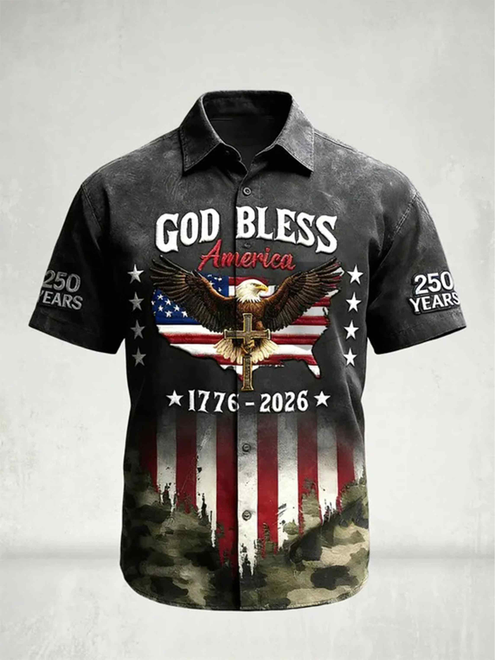 God Bless America 1776 2026 Button Shirt Semiquincentennial Clothing Patriotic Gift