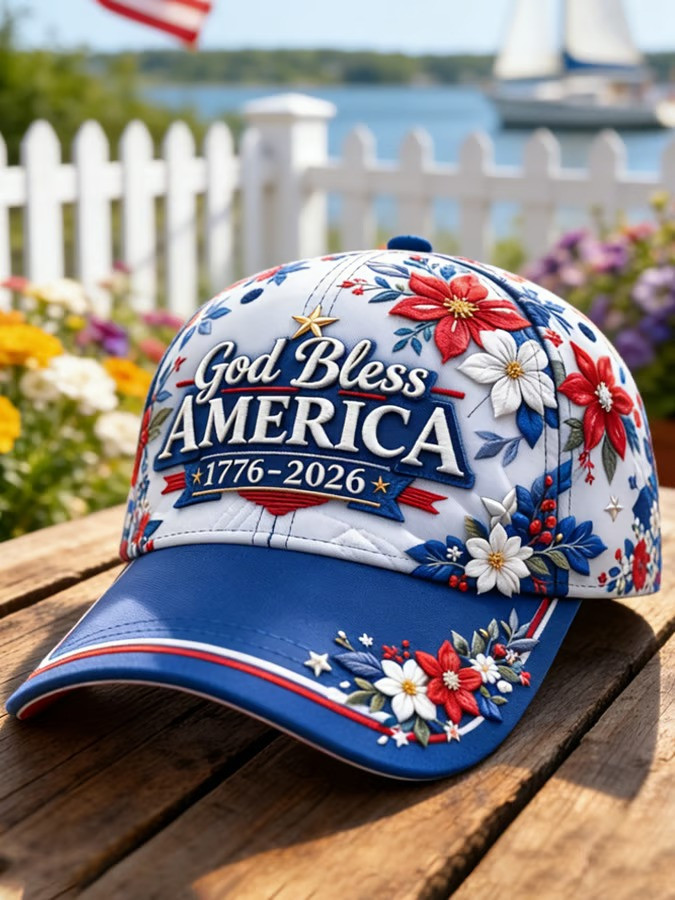 God Bless America 1776 2026 Floral Baseball Cap Patriotic Faith Celebration Hat Gift For Women