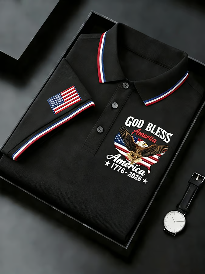 God Bless America 1776 2026 Golf Polo Shirt Mens Golf Attire Good Golf Gifts For Men