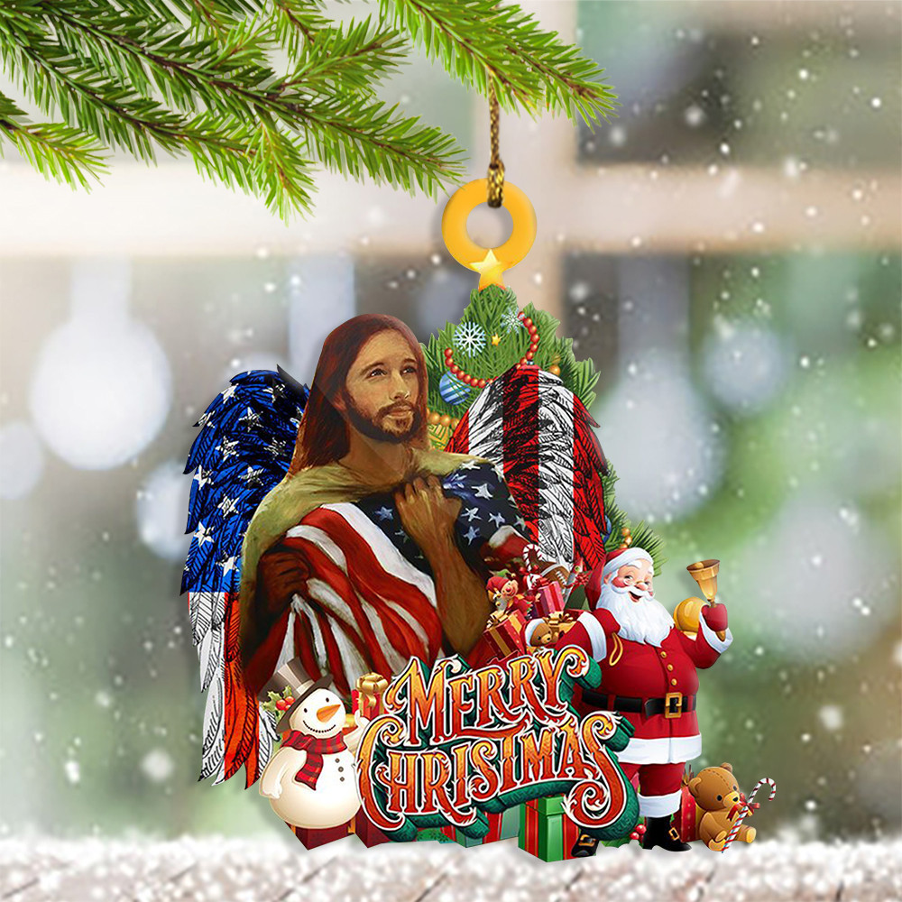 God Bless America Ornament Merry Christmas Ornament Religious Christmas Decor