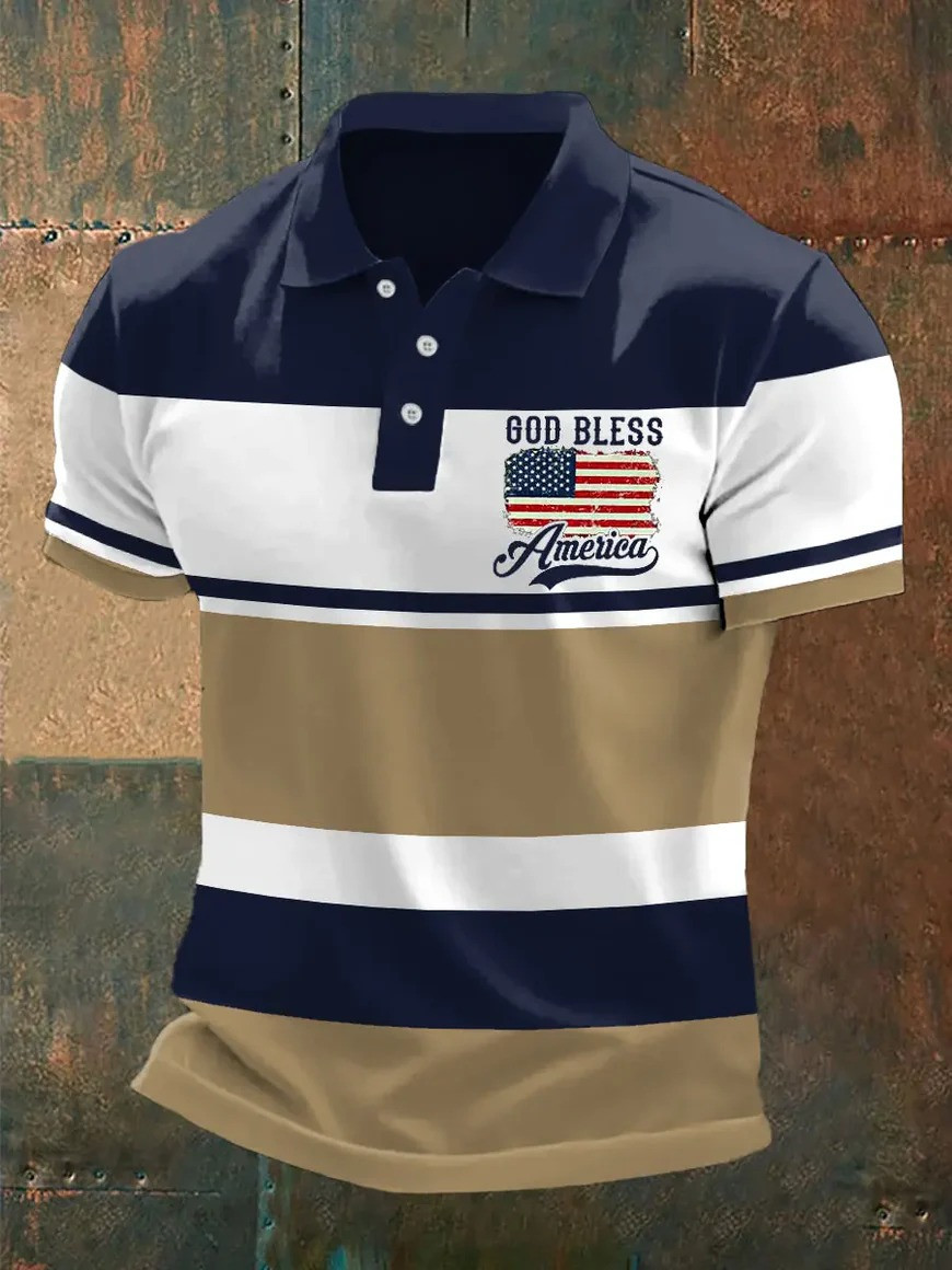 God Bless America Polo Shirt Patriotic Christian Faith Apparel American Cross Best Gift For Supporters