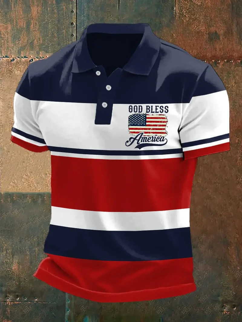 God Bless America Polo Shirt Patriotic Christian Faith Apparel In God We Trust Gift For Supporters