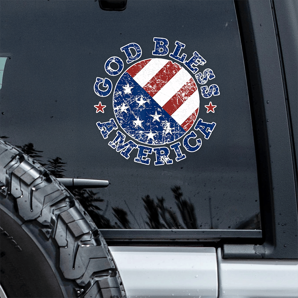 God Bless America Us Flag Car Window Decal Sticker Patriotic Decorations Gift For Car Driver