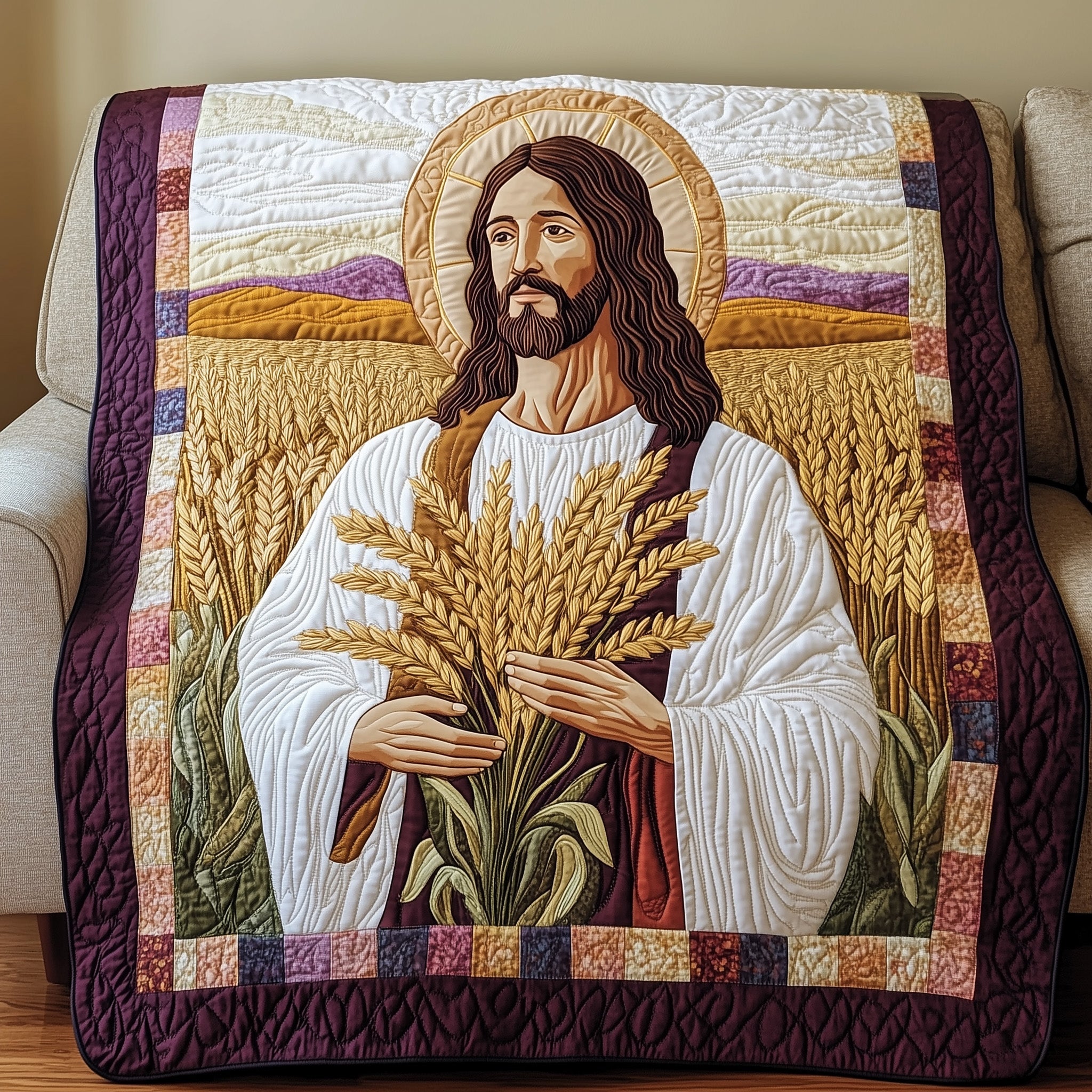 God Blessings Quilted Blanket Cute Bed BlanketEaster Presents For Family