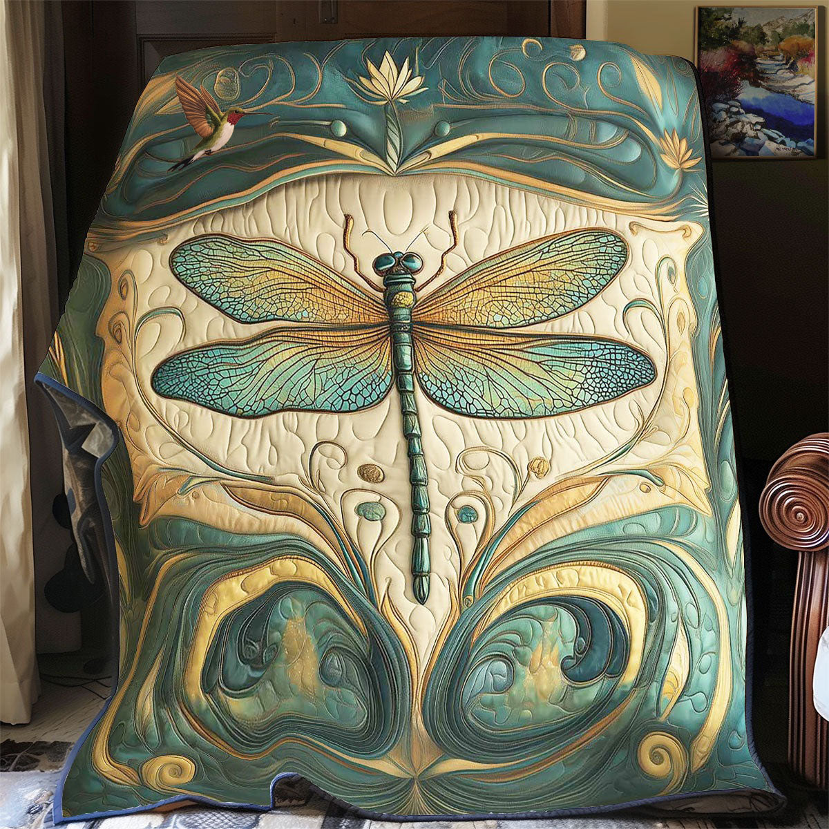 God Dragonfly Quilted Blanket Best Throw Blanket Birthday Presents For Dragonfly Lovers