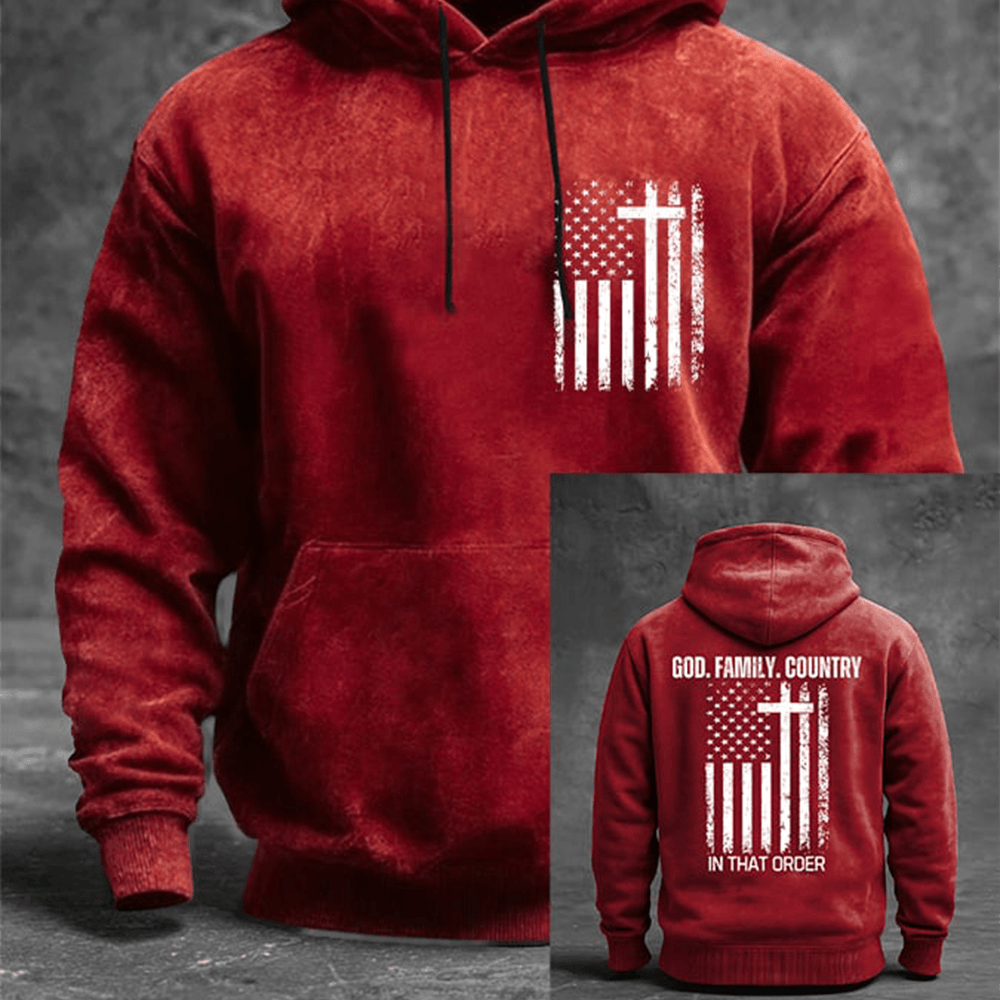 God Family Country In That Order Hoodie Holy Cross American Flag Hoodie Gifts For Men