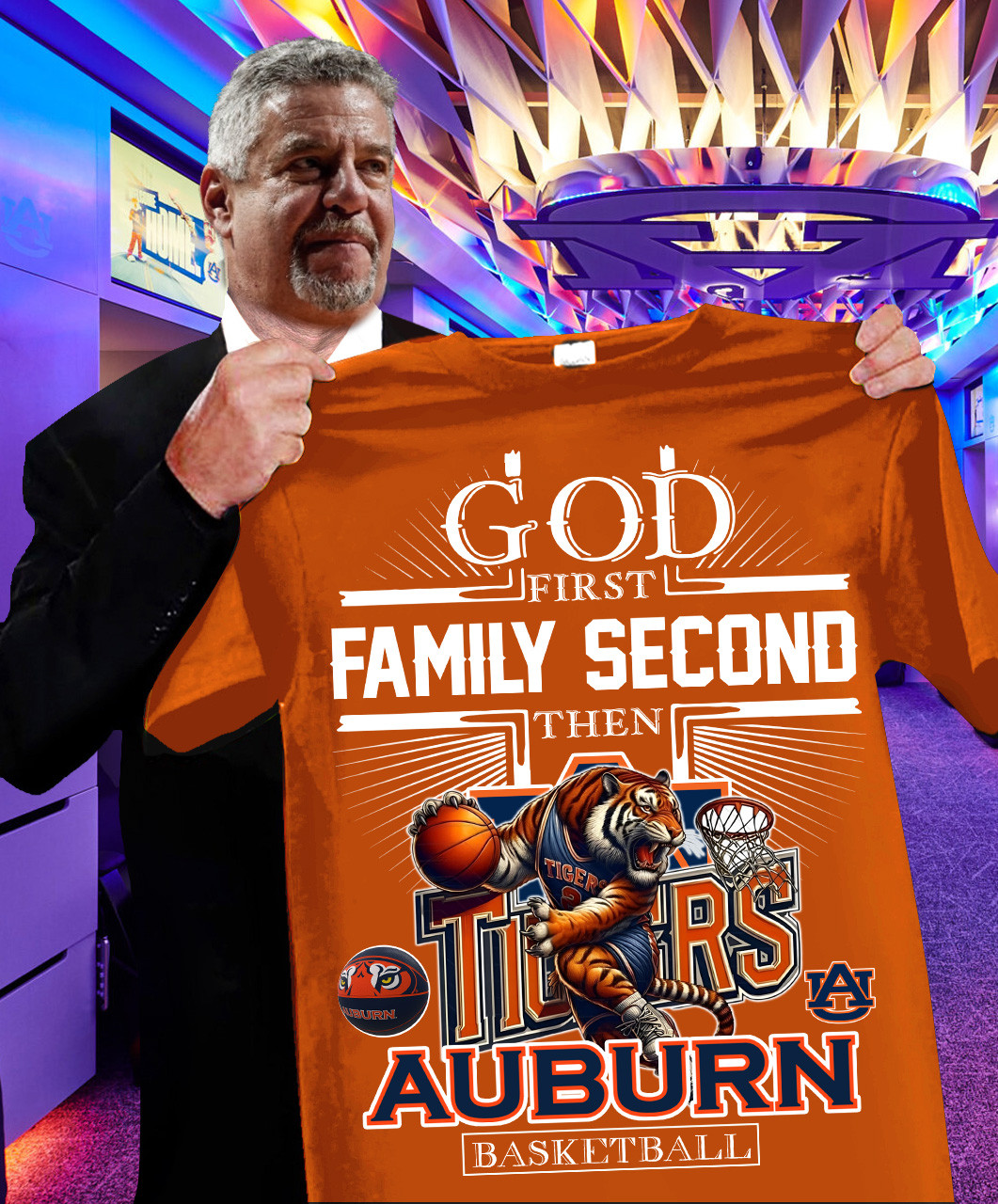 God First Family Second The Auburn Tigers T-Shirt Gift For Basketball Lovers