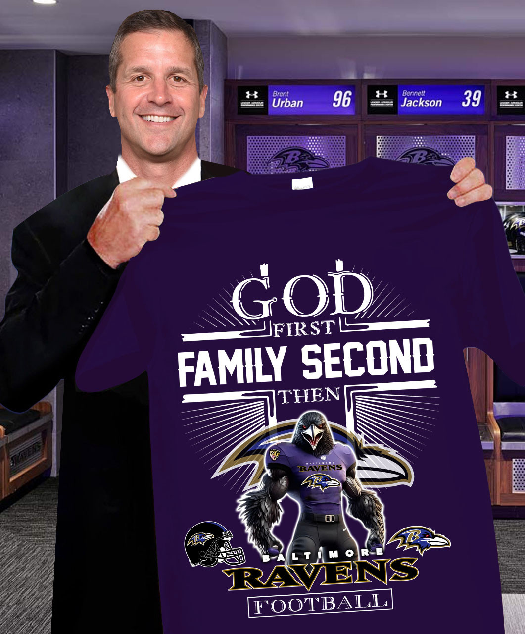 God First Family Second The Baltimore Ravens T-Shirt Football Gifts For Men