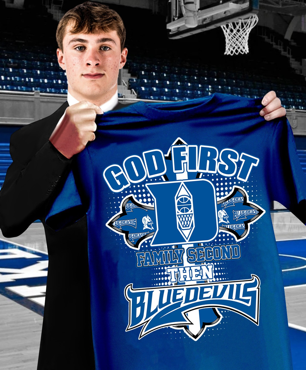 God First Family Second Then Duke Basketball Shirt Best Gifts For Duke Blue Devils Fans