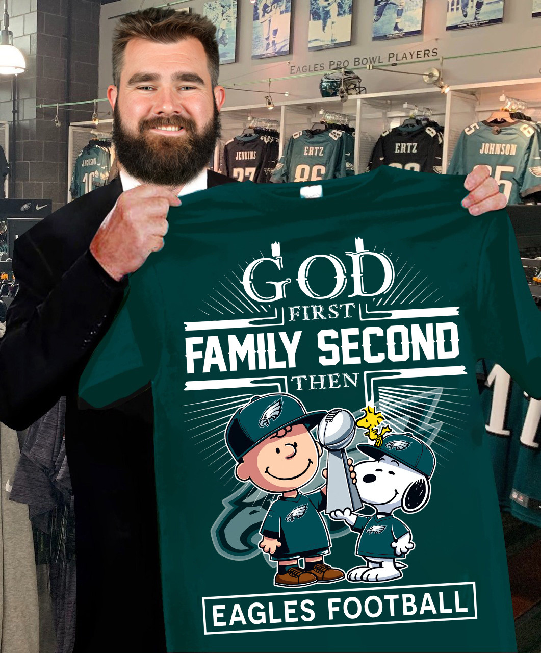 God First Family Second Then Eagles Football T-Shirt Gift Ideas For Football Fans