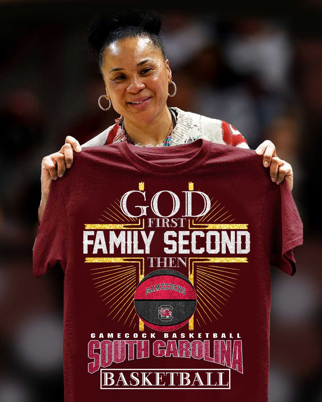 God First Family Second Then Gamecock South Carolina Basketball Shirt Gifts For Fans