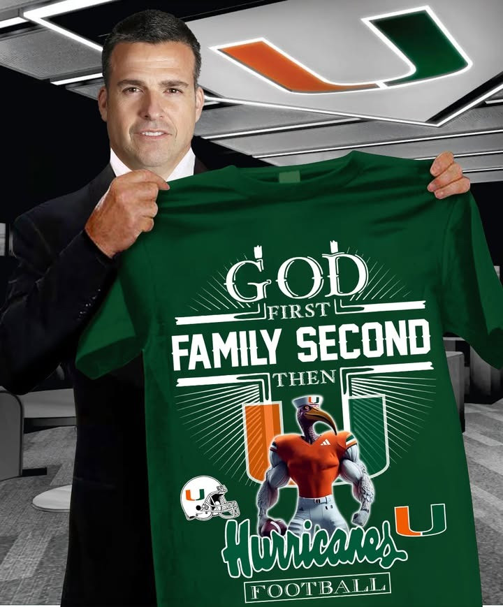 God First Family Second Then Miami Hurricanes Football T-Shirt Faith Fan Merch Gifts