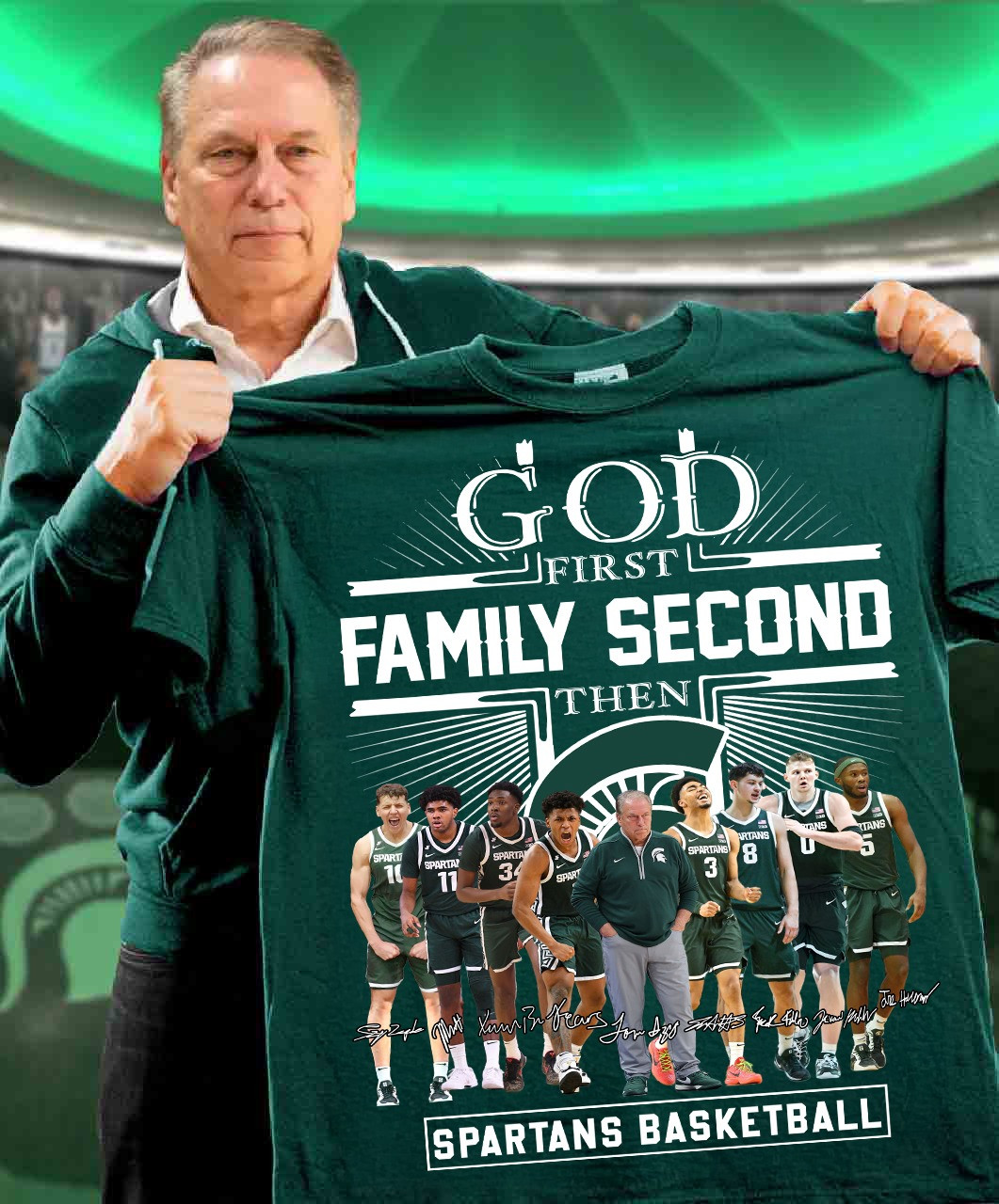 God First Family Second Then Michigan State Basketball Shirt Gifts For Spartans Fans