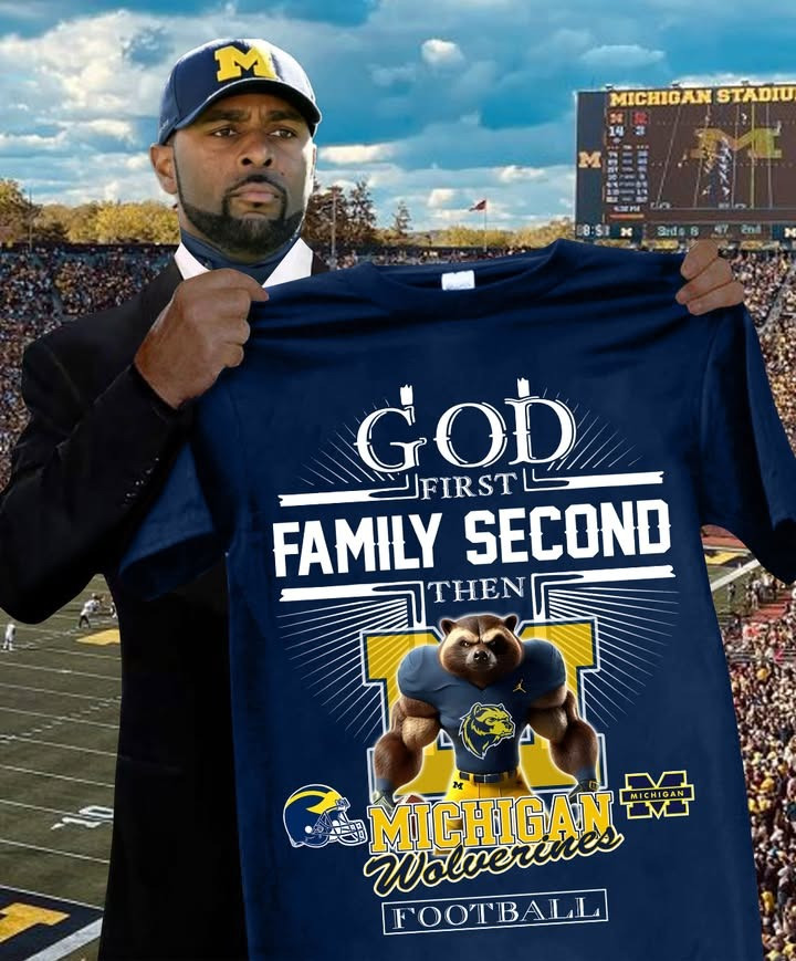 God First Family Second Then Michigan Wolverines Football T-Shirt Fan Merch Clothing Gifts