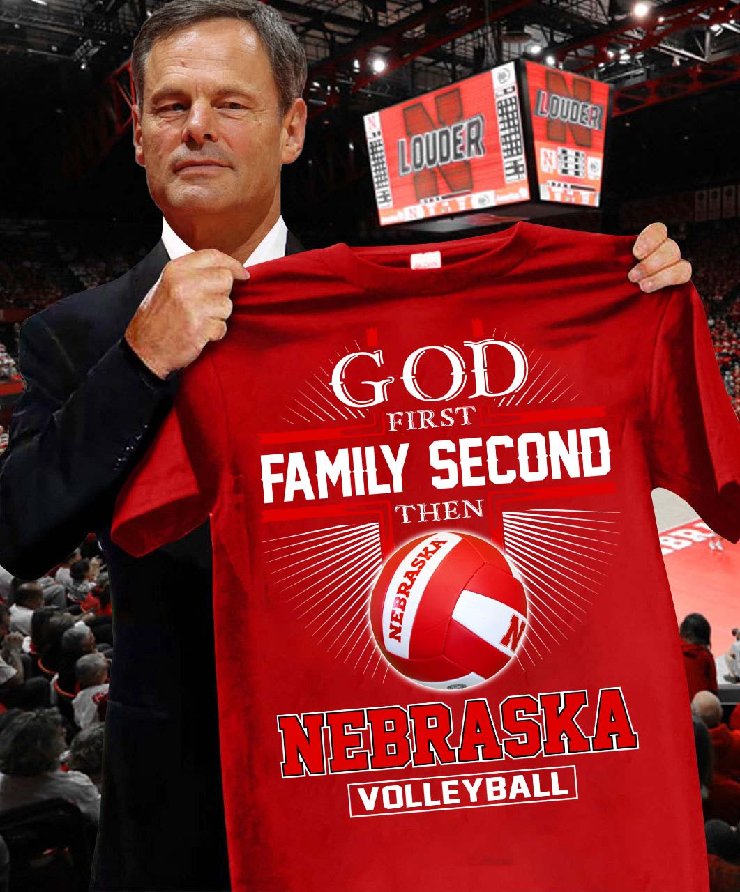 God First Family Second Then Nebraska Volleyball T-Shirt Volleyball Gift Ideas