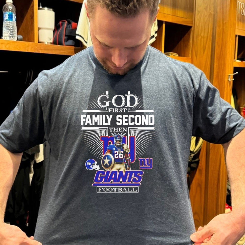 God First Family Second Then New York Giants Football Mascot 2025 T Shirt God First Family Second Then New York Giants Football Mascot 2025 T Shirt