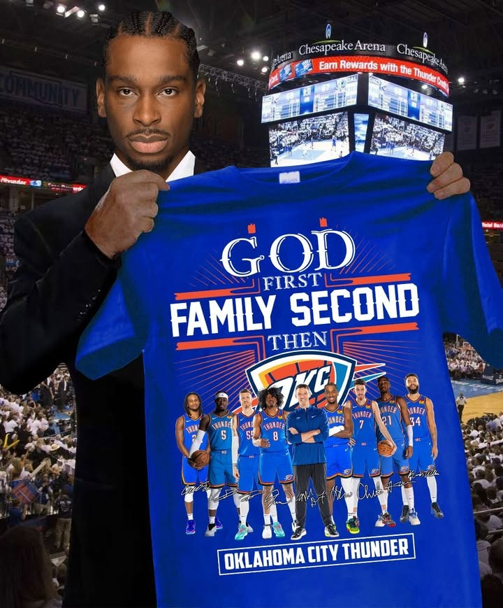 God First Family Second Then OKC Oklahoma City Thunder Shirt Basketball Faith Gifts For Fans