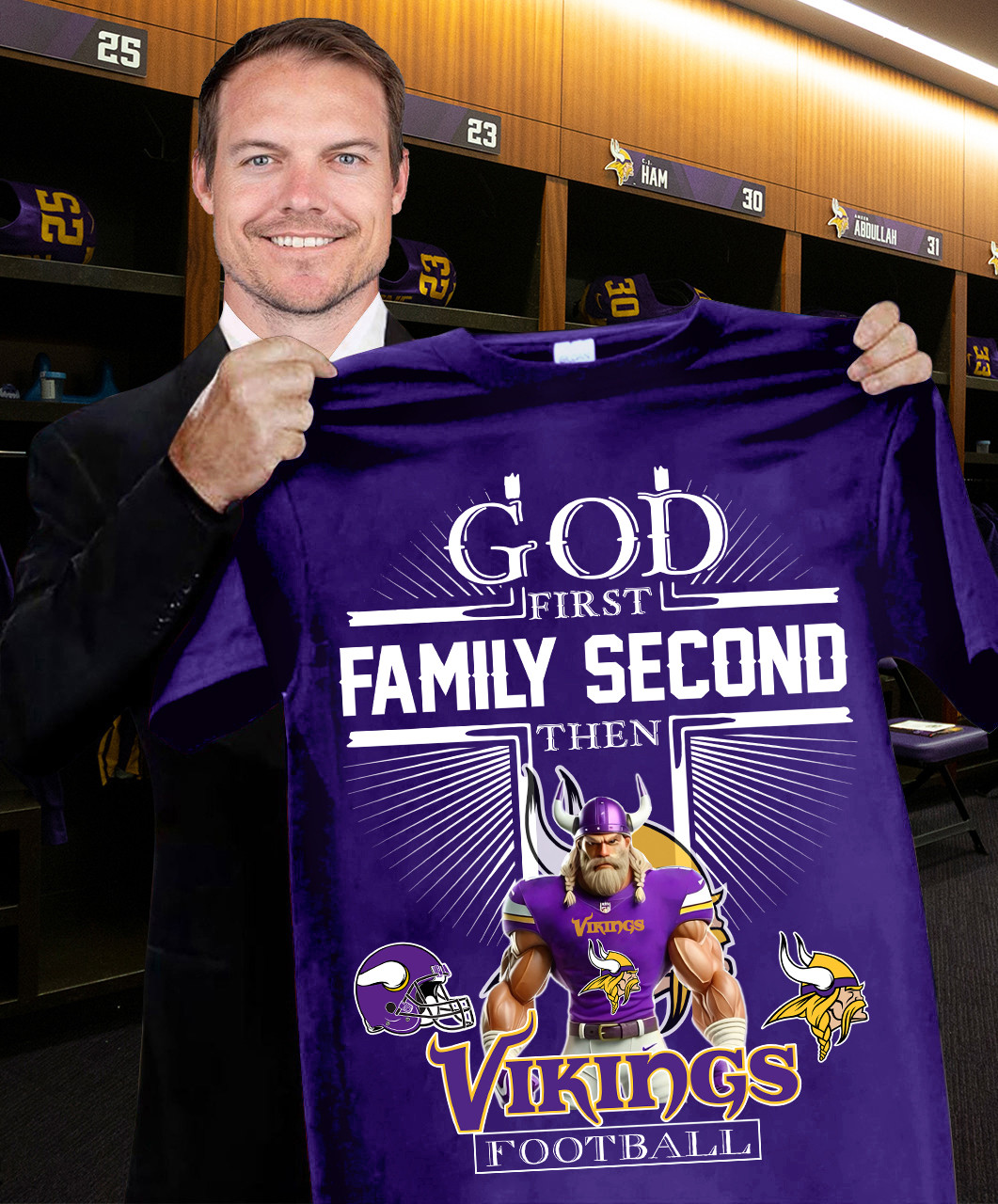 God First Family Second Then Vikings Football T-Shirt Gift Ideas For Football Lovers