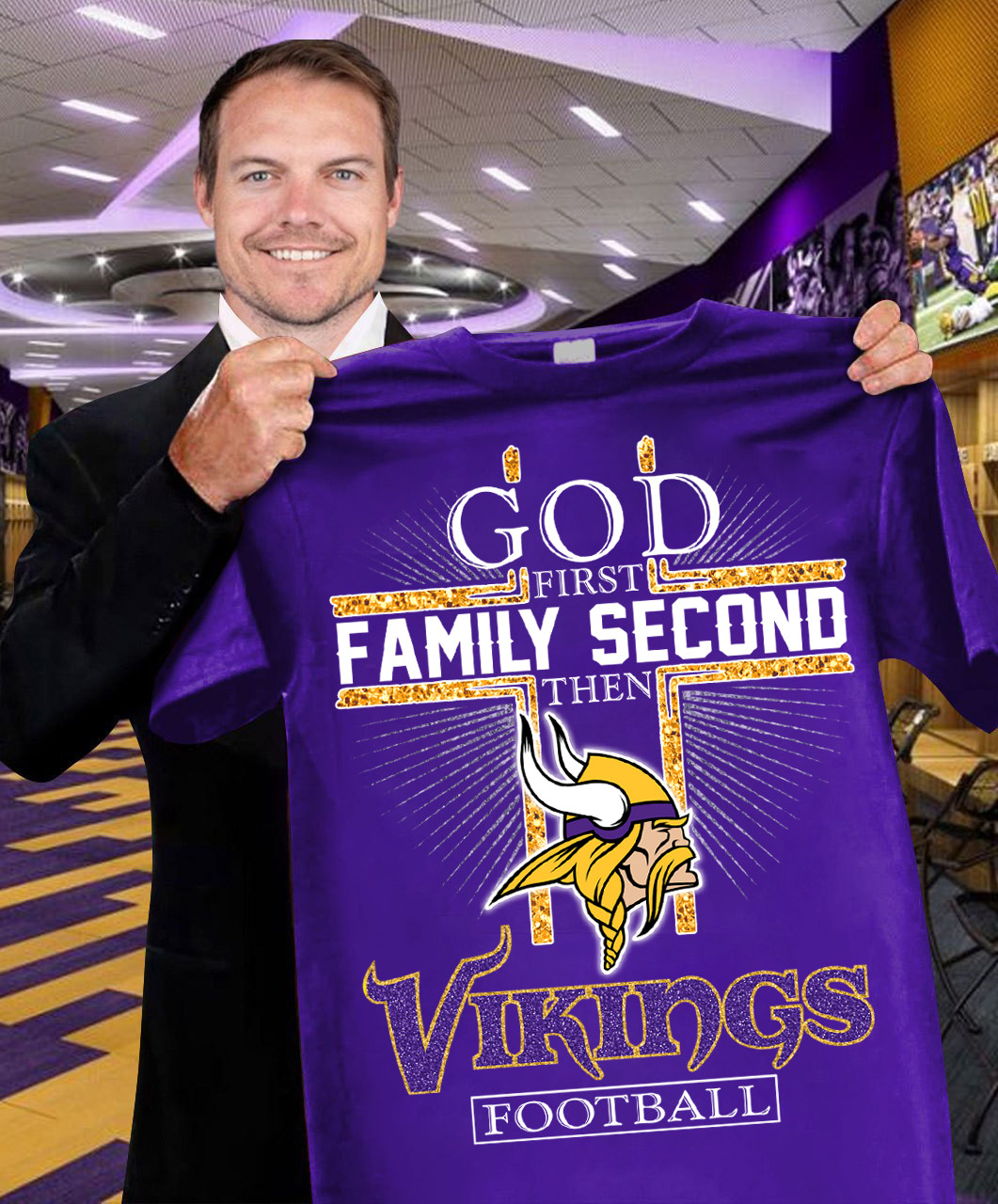 God First Family Second Then Vikings Football T-Shirt Presents For Football Fans