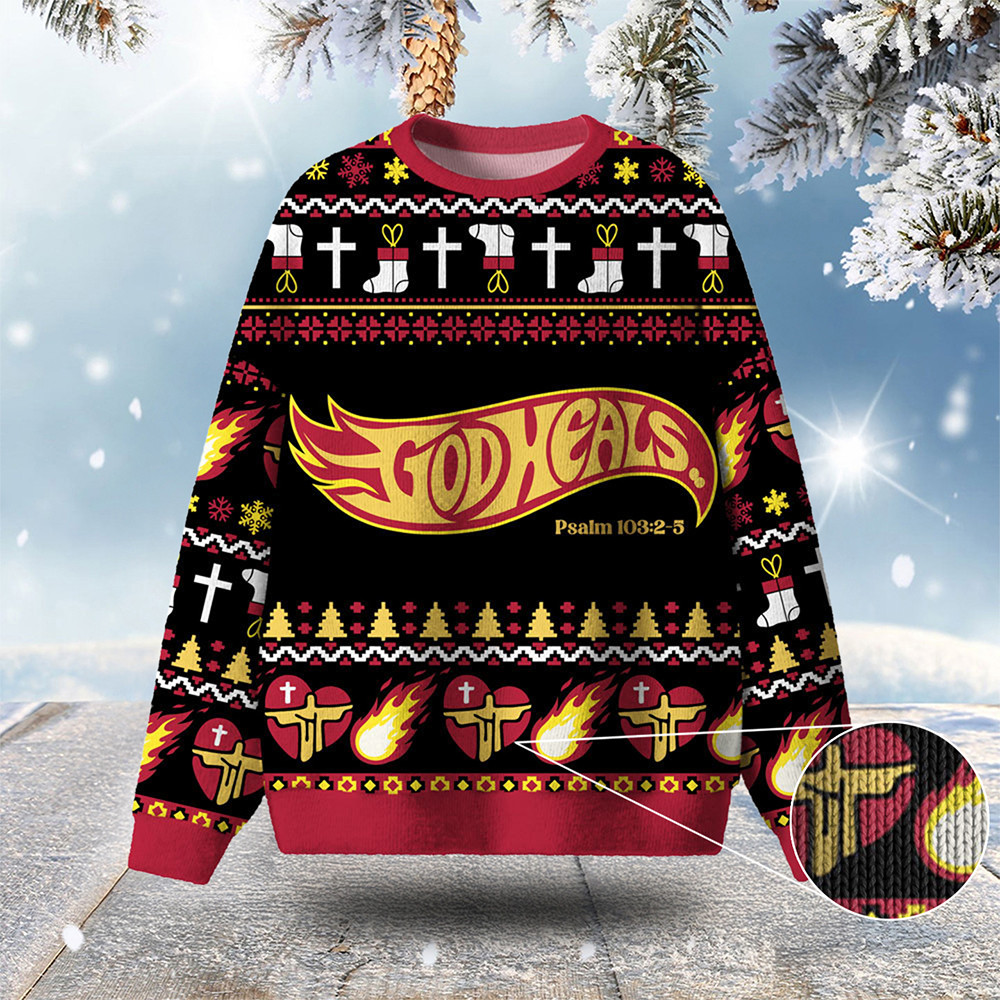 God Heals Ugly Christmas Sweater Psalm Bible Winter Apparel Christian Christmas Presents