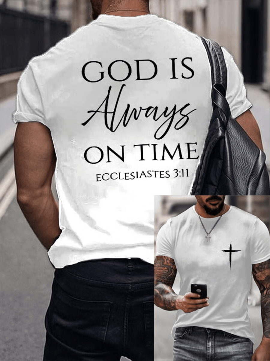 God Is Always On Time T-Shirt Three Cross Christian Tee Christian Lover Gift