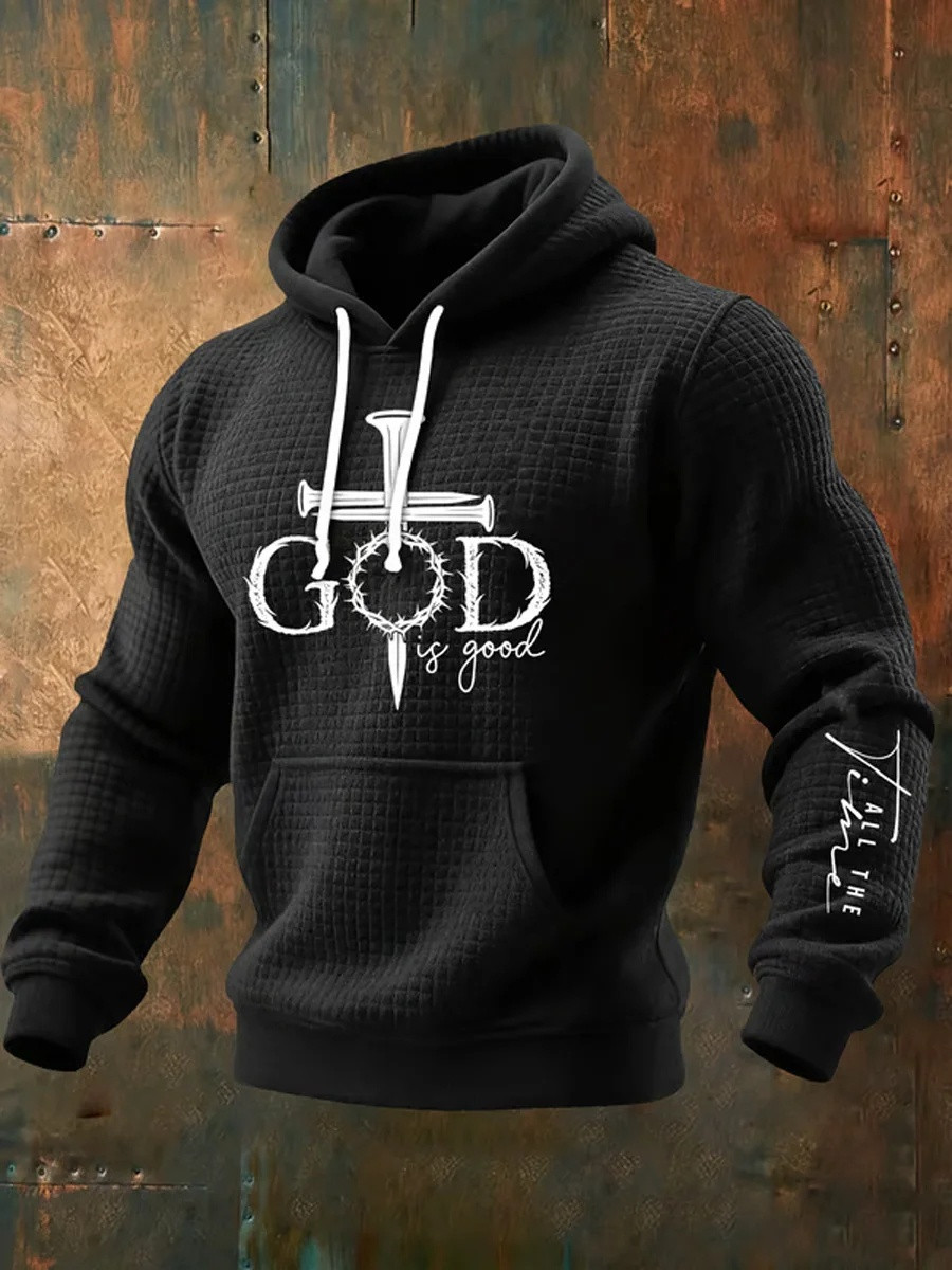 God Is Good All The Time Nail Cross Graphic Hoodie Men Christian Apparel Gift For Believers